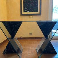 Tavolo cristallo stile Bontempi basi a clessidra