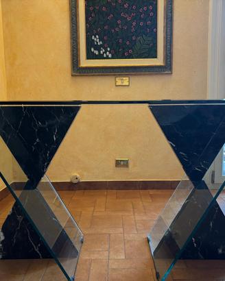 Tavolo cristallo stile Bontempi basi a clessidra