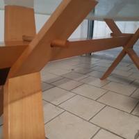 Tavolo in cristallo e legno – 194 x 84 cm