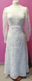 Abito sposa anni 70 vintage fiori ricamati tg 42