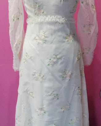 Abito sposa anni 70 vintage fiori ricamati tg 42