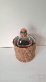 Set bottiglia e vaso rustici in iuta