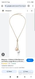 Collana Majorica argento 925 placcato oro 18k