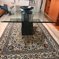Tavolo cristallo marmo di Carrara+6 sedie dedign