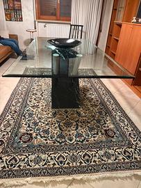Tavolo cristallo marmo di Carrara+6 sedie dedign