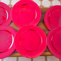 6 sottopiatti tondi rossi plastica 33 cm
