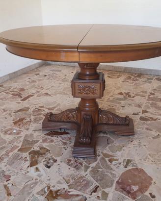 Tavolo rotondo allungabile legno massello anni 70