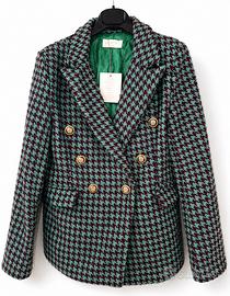 Blazer Donna Pied de Poule Verde Bordeaux