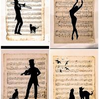 Disegni a China su spartiti musicali anni 70-80 