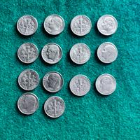 Lotto 14 monete one Dime ( 0,10 $) stati Uniti