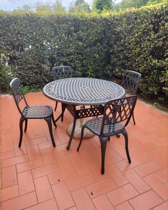 TAVOLO TONDO GIARDINO ALLUMINIO + SEDIE