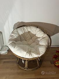 Poltrona Rattan Papasan con cuscino