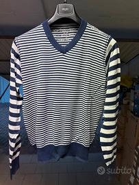Maglione uomo San Diego a righe blu bianco scollo