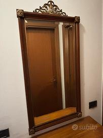 Specchio molato con cornice in legno