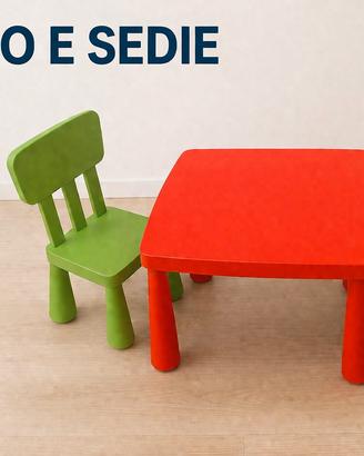 Tavolino IKEA MAMMUT con 2 sedie per bambini