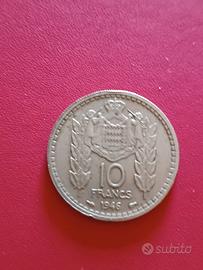 Moneta 10 Franchi Principato Monaco 1946