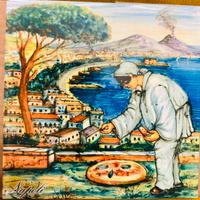 Piastrella decorata Napoli Pulcinella