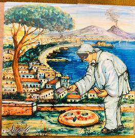 Piastrella decorata Napoli Pulcinella