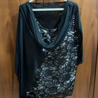 Blusa elegante Lancetti in pizzo nero taglia 49