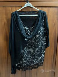 Blusa elegante Lancetti in pizzo nero taglia 49