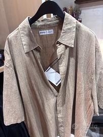 Camicia Bershka uomo beige taglia L nuova con cart