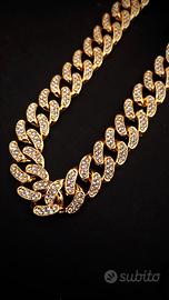 Collana masiccia placcata in oro accio inox