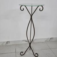 Tavolino Portavaso Ferro Battuto Vetro - Colonna