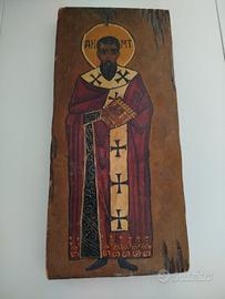 Icona greco ortodossa san Basilio XIX secolo 