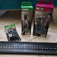 Accessori acquario: luce, riscaldatore e filtro