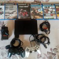 PlayStation 2 Slim Black + 2 Controller Originali 