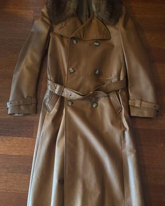 Trench sartoriale pelle e pelliccia tg 48/50