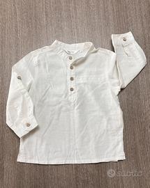 Camicia 3 anni bianca lino/cotone da bambino