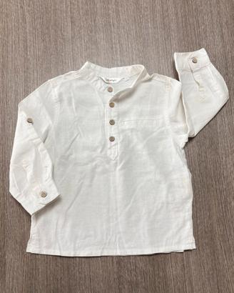 Camicia 3 anni bianca lino/cotone da bambino