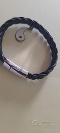 bracciale in pelle  yin  yang