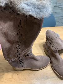 Stivale donna in camoscio e pelliccia