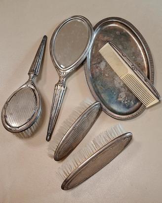 Set 5 pezzi argento 800, articoli toilette