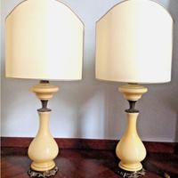 COPPIA LAMPADE  OPALINE '800 , ventole in seta