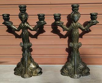 Coppia di candelabri vintage a tre fiamme