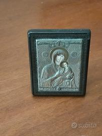 Icona bizantina della Madonna con Bambino, arg.925