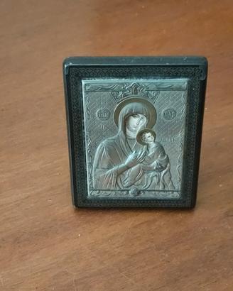 Icona bizantina della Madonna con Bambino, arg.925