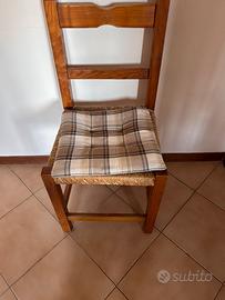 6 sedie legno e paglia