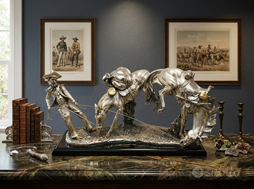 🐎Scultura Western – Cowboy e Cavalli Firmata A. S
