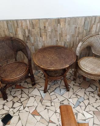 Salottino in vimini vintage 