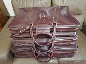 Vintage set valigie in vera pelle