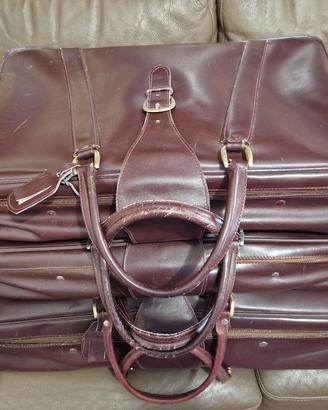 Vintage set valigie in vera pelle