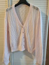 cardigan crochet rosa