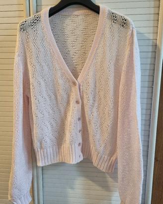 cardigan crochet rosa