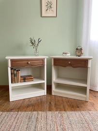 Coppia di Comodini Shabby Chic Country