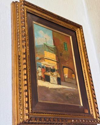 Dipinto d’epoca olio su tavola XIX Oscar Ricciardi