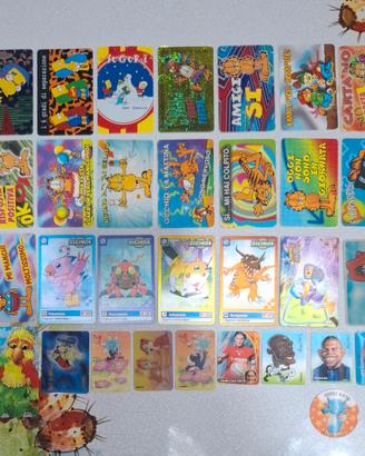 Card The Simpsons, Garfield, Digimon, Pokemon, ecc